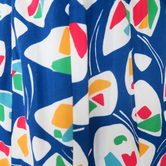 Vintage Funky AbstraBlue White Mermaid Dress S M - Picture 7 of 8